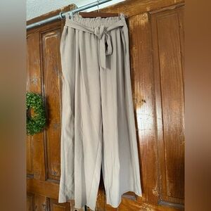 Elegant Beige Women's Wide-Leg Pants
